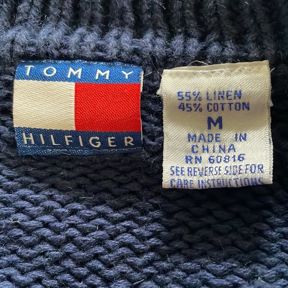 Tommy Hilifiger-vintage V neck perfect condition sweater-cotton/linen - Picture 5 of 5